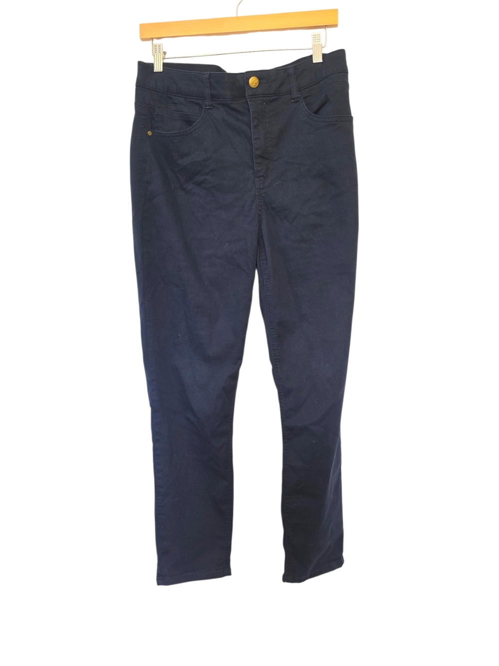 Draper James RSVP Navy High-Rise Skinny Pants Elastic Waist Size 12